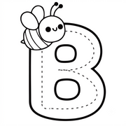 Letter B tracing and coloring worksheet with a cute bee for preschool children learning the alphabet