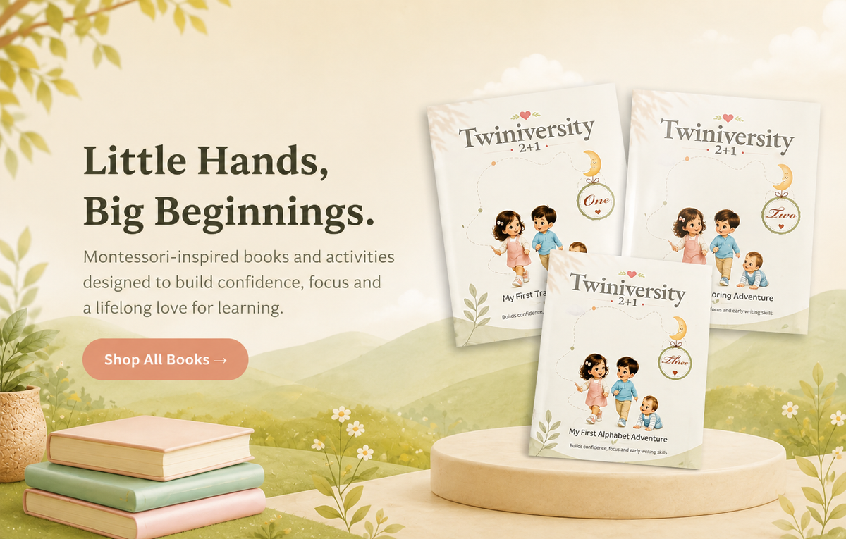 Twiniversity Montessori-inspired children's book set (Books 1, 2 & 3) - My First Alphabet Adventure